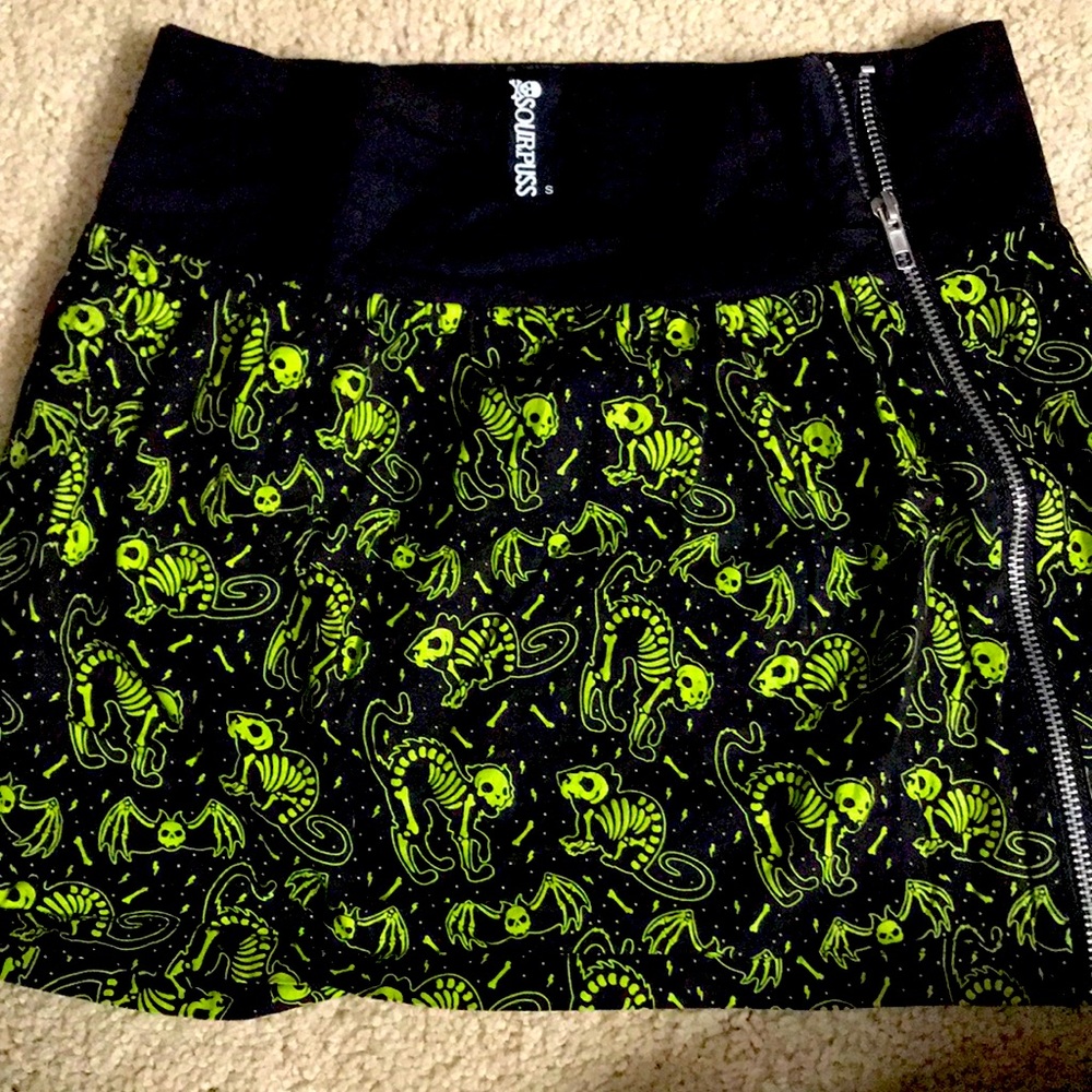 Sourpuss brand Skelton cat mini skirt